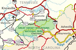 Clingmans Dome map; Great Smoky Mountains National Park map.