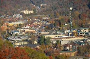 Aerial view of Gatlinburg TN